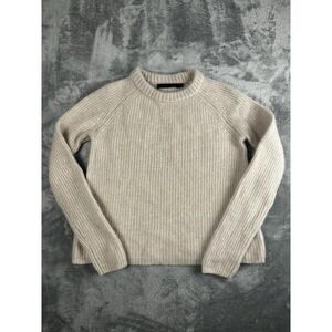 Jenni Kayne 100% Cashmere Sweater Oatmeal Beige Fisherman Luxury Size XS
